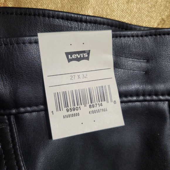 NWT Levi's 70's High Flare Faux Leather Black Pants Size 27 - Picture 10 of 14